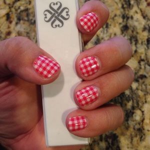 Jamberry Strawberry Gingham full sheet nail wraps
